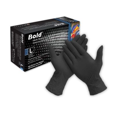 Aurelia BOLD Heavy Duty Black Nitrile Disposable Gloves - Pack of 100