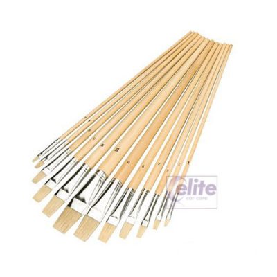 Elite Interior Fine Detailing Flat Tipped Brushes - Pack of 12